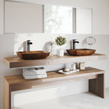 Russet Glass 18-in Red/Brown Bathroom Sink/Basin Set with Niko Faucet and Rectangular Vessel