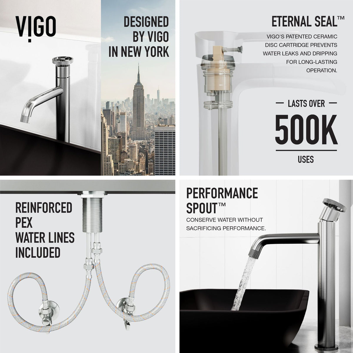 Sottile Matte Black Bathroom Sink/Basin Set with Cass Faucet and Glass Rectangular Vessel