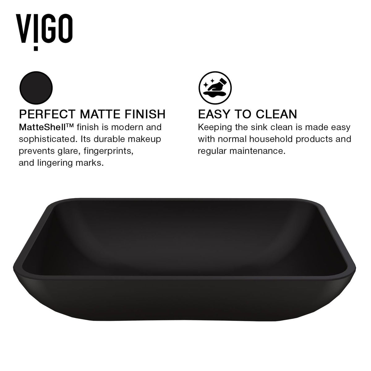 Sottile Rectangular Vessel Bathroom Sink/Basin with Deep Bowl, Black