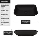 Sottile Rectangular Vessel Bathroom Sink/Basin with Deep Bowl, Black