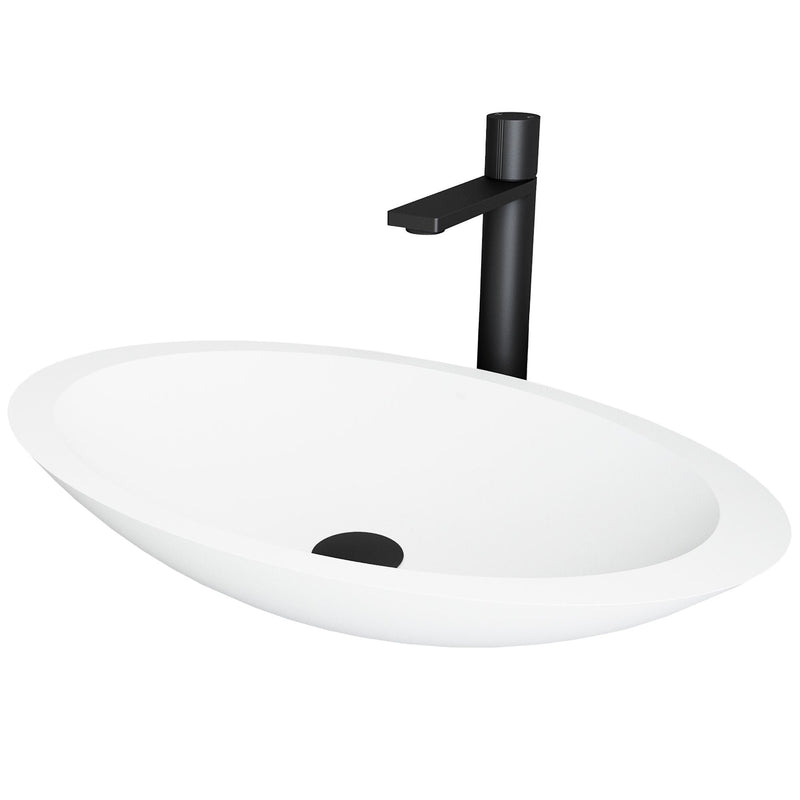 Wisteria White Bathroom Sink/Basin Set with Gotham Faucet and Oval Composite Vessel W941