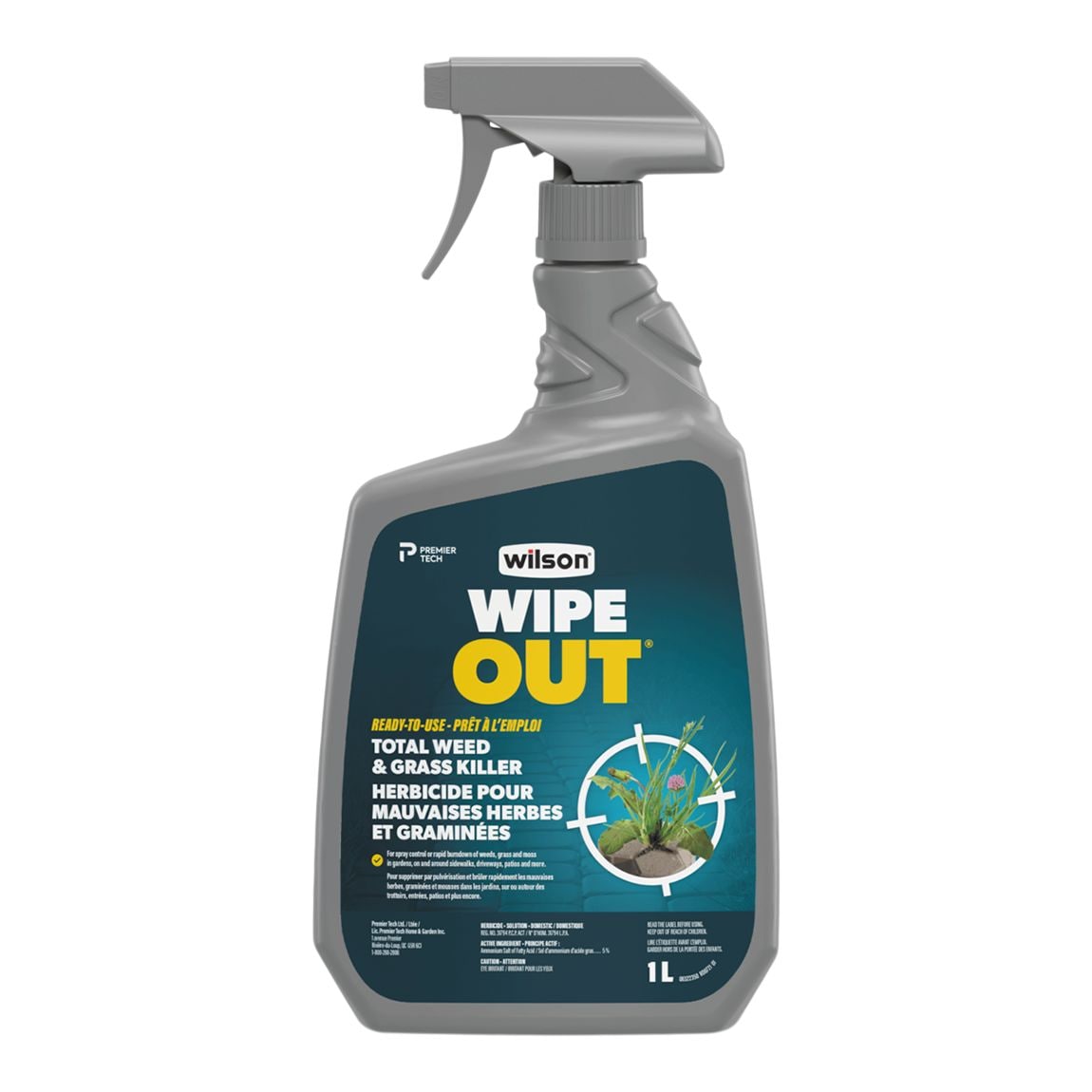 Wipe Out Ready-to-Use Total Weed & Grass Killer, Herbicide Sprayer, 1-L