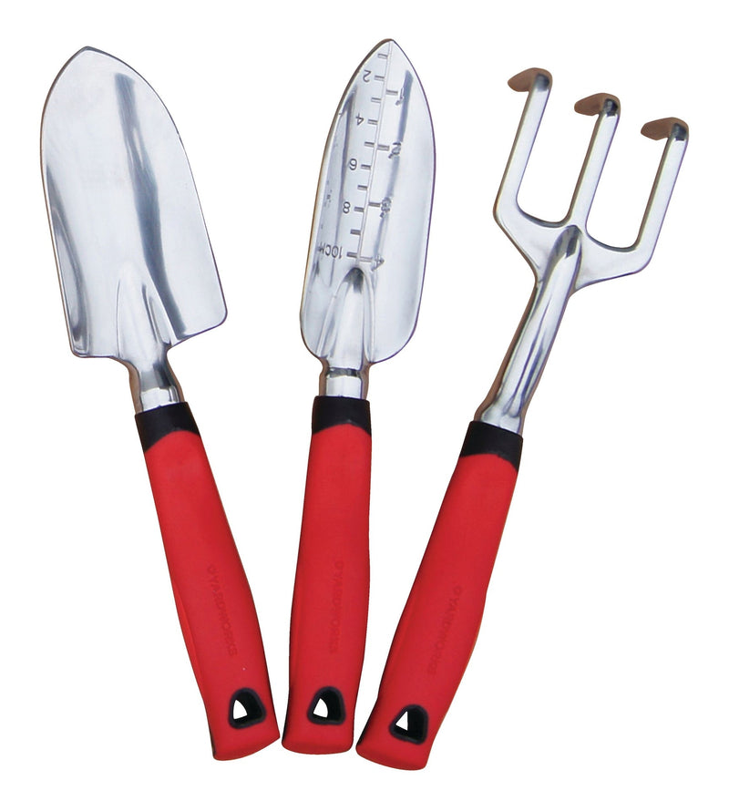 Aluminium Garden Tool Set with Rubber Handles, Assorted Colours, 3-pc Y4714