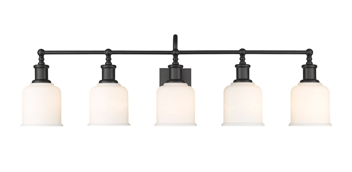 Bryant 5-Light Vanity Light, Black with Opal Shade